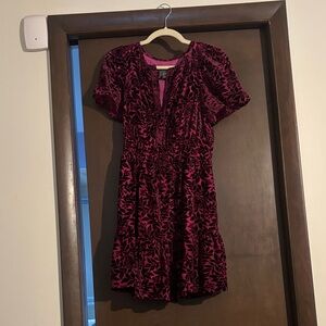 Floral Patterned Somerset Dress in pink  and maroon